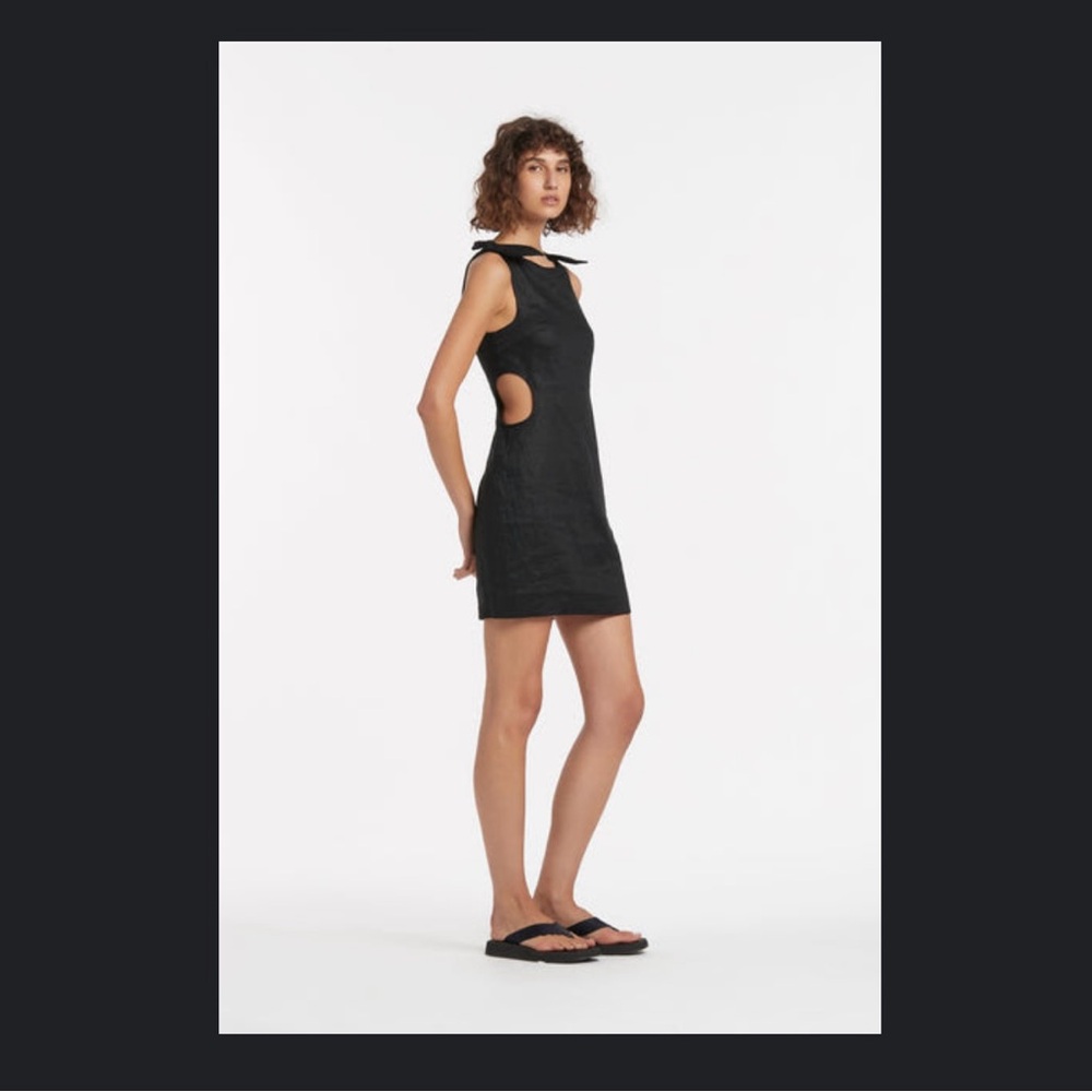 SIR Alexandre Cut Out Mini Dress in black with cut-out detail ONLY ON ONE SIDE
